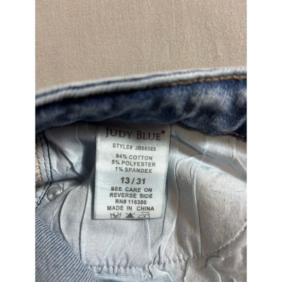 Judy Blue Jeans Womens Size 13/31 Slim Fit High Rise Wash Blue Denim Rhinestones - Picture 11 of 11